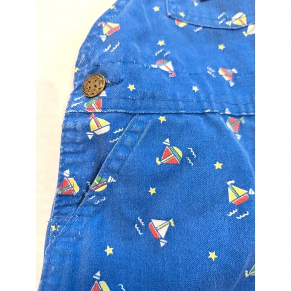 Osh Kosh B'gosh Vintage 18 Months Sailboat Shortalls Made in USA Vestbac - Picture 6 of 8